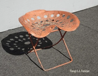 Vintage French Country Rustic Farmhouse Red Tractor Stool  Seat - Image 1 of 4