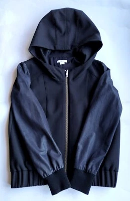 HELMUT LANG Chaqueta Bomber con Capucha Suave Cuero de Becerro Mangas Negro Nueva York Chica Talla M Foto 1 de 4