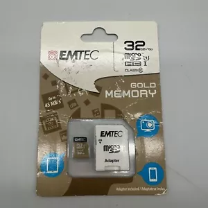 EMTEC Micro SDHC /SDXC GOLD Memory Card 32GB and up to 45 MB/s With Adapter - Picture 1 of 3