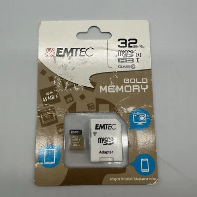 EMTEC Micro SDHC /SDXC GOLD Memory Card 32GB and up to 45 MB/s With Adapter - Image 1 of 3