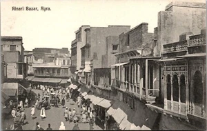 Vintage Kinari Bazar Agra Indien Straßenansicht 1910er alte Postkarte - Bild 1 von 2