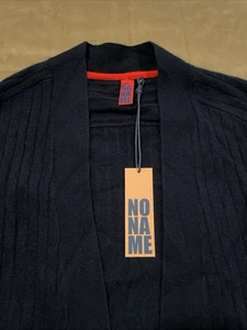 No Name Damen kleiner dünner Kaschmirpullover marineblau Hüfttaschen Taillenschlitz neu mit Etikett  - Bild 1 von 13