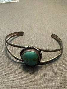 VINTAGE MANSCHETTENARMBAND UNBESCHRIFTET SILBER & TÜRKIS - Bild 1 von 3