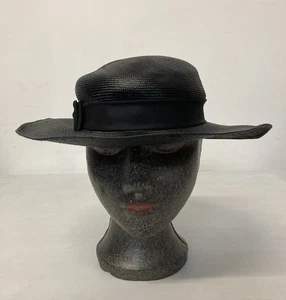 Czarina Vintage Occasion Hat Black Bow Polyester Made in England - Picture 1 of 9