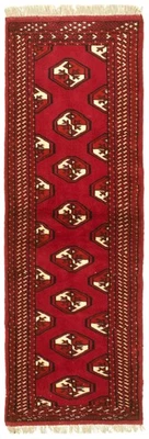 Traditional 2'0" x 6'4" Vintage Bordered Hand-Knotted Carpet Wool Area Rug - Image 1 of 4