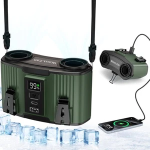 Portable Fan Rechargeable 20000mAh – Dual Motor Waist & Neck Fan, 10 Speeds, ... - Picture 1 of 7
