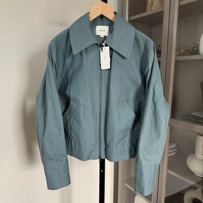 Vince Jade Cotton Flight Jacket NEW Cotton Blend Horizon Blue Zip Up Collared 1X - Image 1 of 4