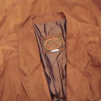 Abrigo deportivo Overland Sheepskin Co. bronceado arena nobuck/gamuza cuero occidental 44 Foto 1 de 4