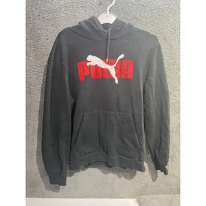 Puma Hoodie Herren Large schwarz rot Logo bestickt Pullover Sweatshirt Freizeit - Bild 1 von 5