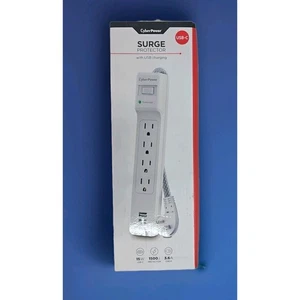 Cyber Power 5 ft. 2 USB-A, 1 USB-C 1500J 4-Outlet Surge Protector P405UC - Picture 1 of 2