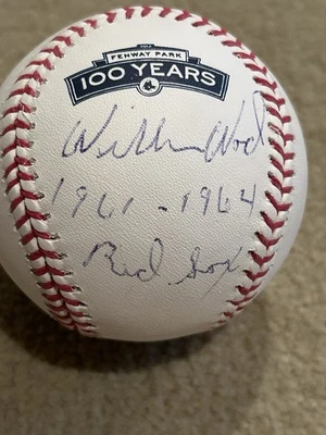 Béisbol firmado por Wilbur Wood autografiado Boston Red Sox Fenway 100 años Foto 1 de 2