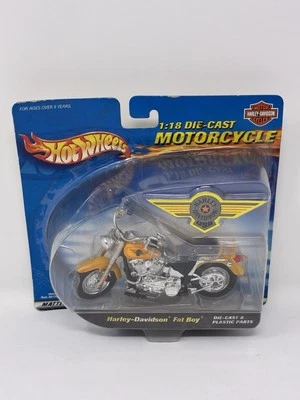  Hot Wheels Harley Davidson Yellow 2000 HD Die-cast model 1:18 Scale Fat Boy  - Image 1 of 2