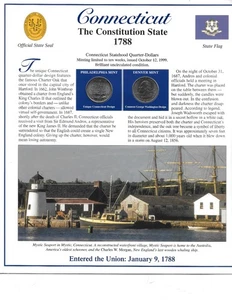 1999 Connecticut P&D Postal Commemorative Society Statehood Quarters & Stamps - Picture 1 of 2