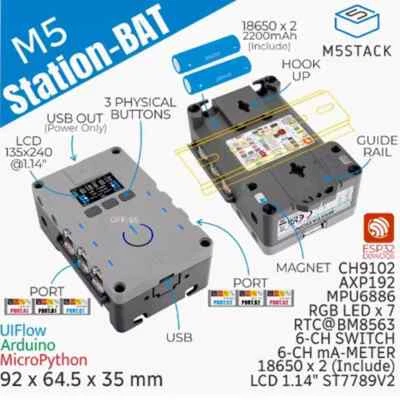 M5Stack M5Station-BAT control board programmable embedded controller ESP32 IoT - Image 1 of 4