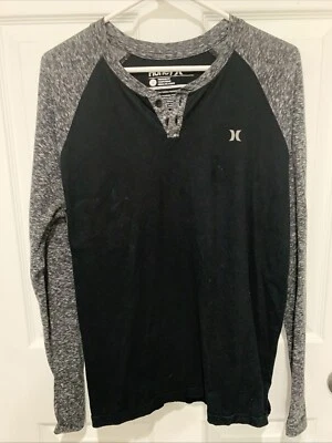 Hurley) (Camisa de mujer de polietileno/algodón negra/gris-brezo manga larga 2 botones (L) Foto 1 de 4