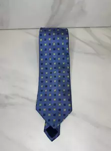 Brooks Brothers classic preppy light blue/navy blue/yellow geometricsilk necktie - Picture 1 of 3