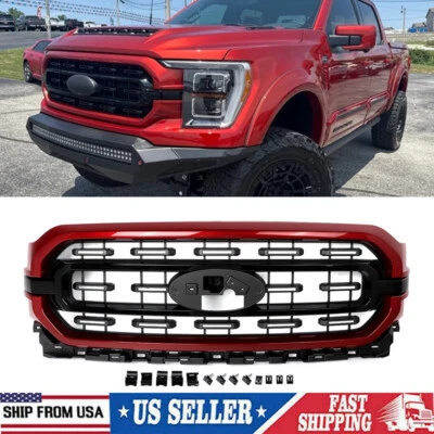 For 2021 2022 2023 Ford F-150 F150 XL XLT Hot Pepper Red Front Bumper Grille New - Изображение 1 из 4