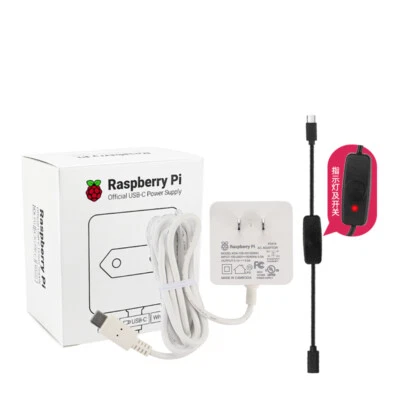 5V 3A Raspberry Pi 4 400 15W Official Power Supply USB-C with Switch Cable - Image 1 of 4