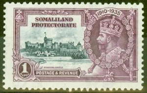 Somaliland 1935 1s Slate & Purple SG82L Kite & Horiz Log Fine Very Lightly Mtd - Bild 1 von 1