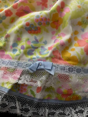 Hollywood Vasserette Винтажная Юбка Slip S Антрон Нейлон Цветочный 60-е 19" Мини Кружевной Подол - Изображение 1 из 4