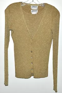 Juego de suéteres vintage J. Stewart top y cárdigan dorado metálico talla M - Imagen 1 de 6