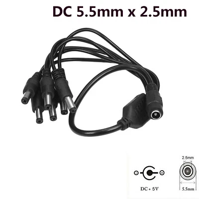 CCTV DC Power Plug 1 Female To 6 Male Plug Cable Splitter 5.5mm x 2.5mm Adapter - Image 1 of 4