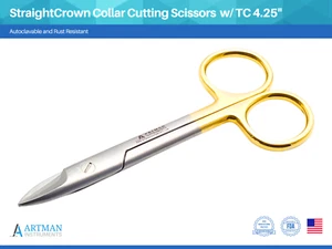 Straight Crown Collar Cutting Scissors 4.25 with TC ARTMAN - Picture 1 of 9