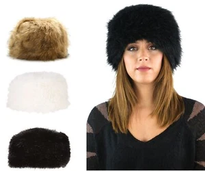 WOMENS LADIES RUSSIAN STYLE FAUX FUR COSSACK HAT BLACK WHITE NATURAL WINTER NEW - Picture 1 of 10