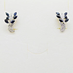 Navette Saphir CZ Ohrringe 925 Silber 585 Weißgold vergoldet - Bild 1 von 4