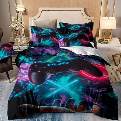 WONGS BEDDING Gamepad Duvet Cover Set Bedding Set with Pillow Cases Single Double King Size