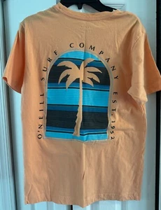 O'Neill BOYS XL Graphic Sunset Palm tree water T-Shirt Short Sleeve orange & Blu - Picture 1 of 4