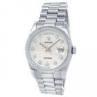 Rolex Day-Date 18K White Gold President Auto Silver Jubilee Men's Watch 118239