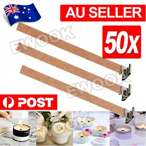 50X Wooden Candle Wicks Core Supplies With Sustainer DIY Soap Making for Party - Picture 1 of 10