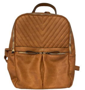 Pre-owned Gussaci Brown Faux Leather Casual Backpack - Picture 1 of 9