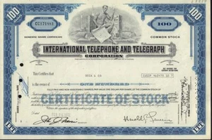 ITT International Telephone & Telegraph Corporation 100 sh blue color  1970s - Picture 1 of 1