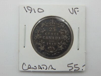 1910 Canada Silver 25 Cent Coin VF - Image 1 of 3