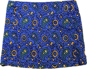 J. Crew Stretch blau Paisley Minirock Größe 10 Reißverschluss und Taschen - Bild 1 von 6