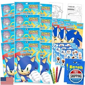 Sonic the Hedgehog Birthday Party Favors and Supplies Bundle - 12 Sonic Activ - Picture 1 of 3