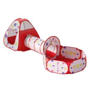 Keezi Kids Playhouse Play Tent Pop Up Teepee Ball Pit Tunnel Basketball Hoop Red - Picture 1 of 7
