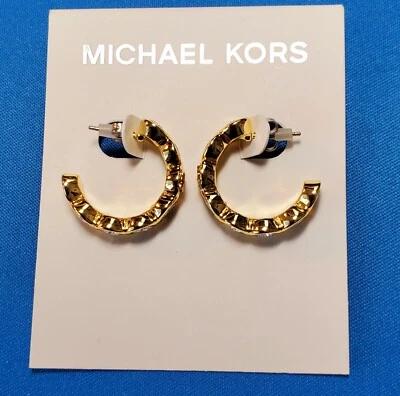 Pendientes de aro Michael Kors tono dorado y estrás 1" - NUEVO Foto 1 de 4