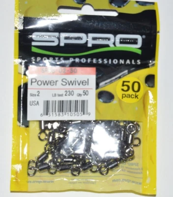 spro power swivel  size 2  230lb test 50 per pack spsb-02-50 - Image 1 of 2