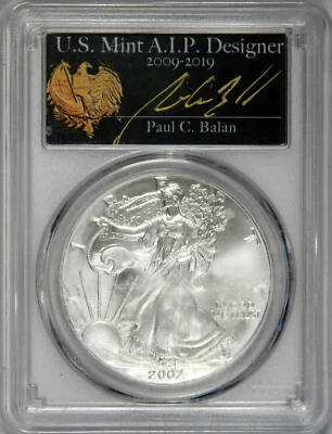 2002 $1 SILVER EAGLE ~ PCGS MS70 ~ PAUL C. BALAN SIGNED! RARE ISSUE! - Image 1 of 4