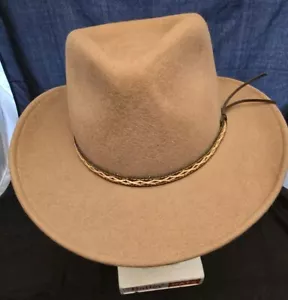 Aussie Outback or Western Wool Hat Carmel / Tan Color 100% Wool Medium - Picture 1 of 9