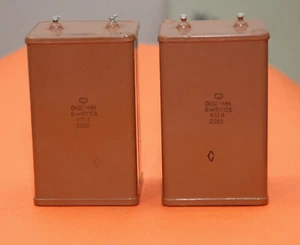 8uF 400V MATCHED PAIR RUSSIAN SOVIET PAPER IN OIL PIO AUDIO CAPACITOR -OKBG- - Picture 1 of 3