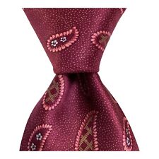 LANVIN Paris Men's 100% Silk Necktie FRANCE Designer PAISLEY Purple/Pink EUC