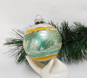 VINTAGE SHINY BRITE CHRISTMAS ORNAMENT NATIVITY WISEMEN CAMELS STAR PRETTY COLOR - Picture 1 of 16