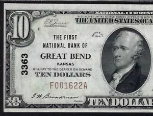 🇺🇸 KS 1929 $10 ♚♚GREAT BEND, KANSAS♚♚ PCGS ABOUT UNC 55 PPQ - Picture 1 of 3