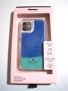 New KATE SPADE Case IPhone 12 Mini Clear Blue Green Liquid Logo Shake NIB - Picture 1 of 7