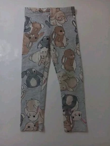 H&M bunny pants size 4 gray brown pink and black pijama pants toddler - Picture 1 of 3