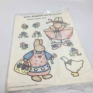 Vintage Daisy Kingdom IRON ON TRANSFERS- 6410 Meadow Cousins Bunny Flower Easter - Picture 1 of 2